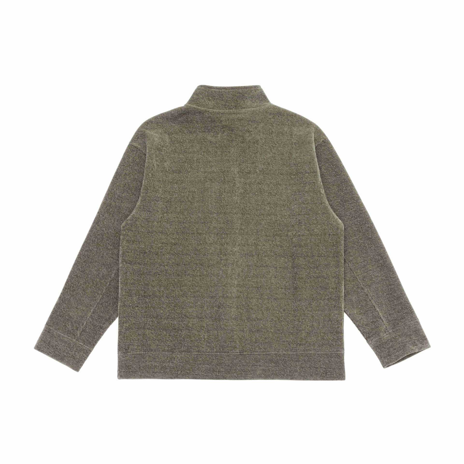 Unisex Fine Structure Half-Zip Sweater with Stand Collar and Checked Button Placket Chichicherry