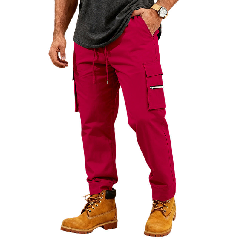Men's Functional Cargo Jogging Pants with Drawstring, Zipper Pocket and Cuffs Chichicherry