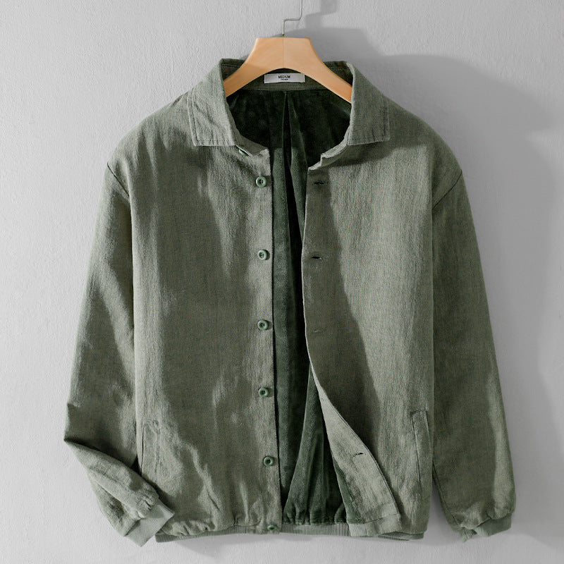 Men's Lined Overshirt Jacket made of Linen Blend Chichicherry