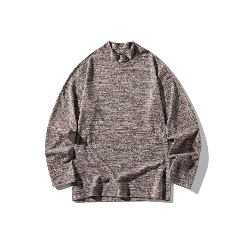 Unisex fine knit mock neck sweater with mottled structure and relaxed fit Chichicherry