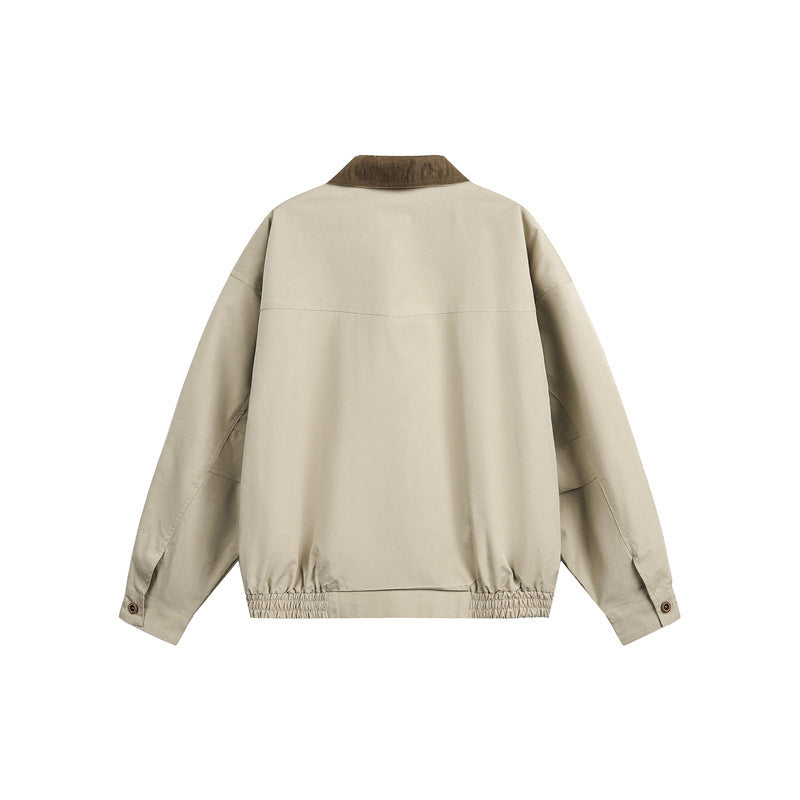 Unisex Casual cut Blouson jacket in field style with cord collar and check inner lining Chichicherry