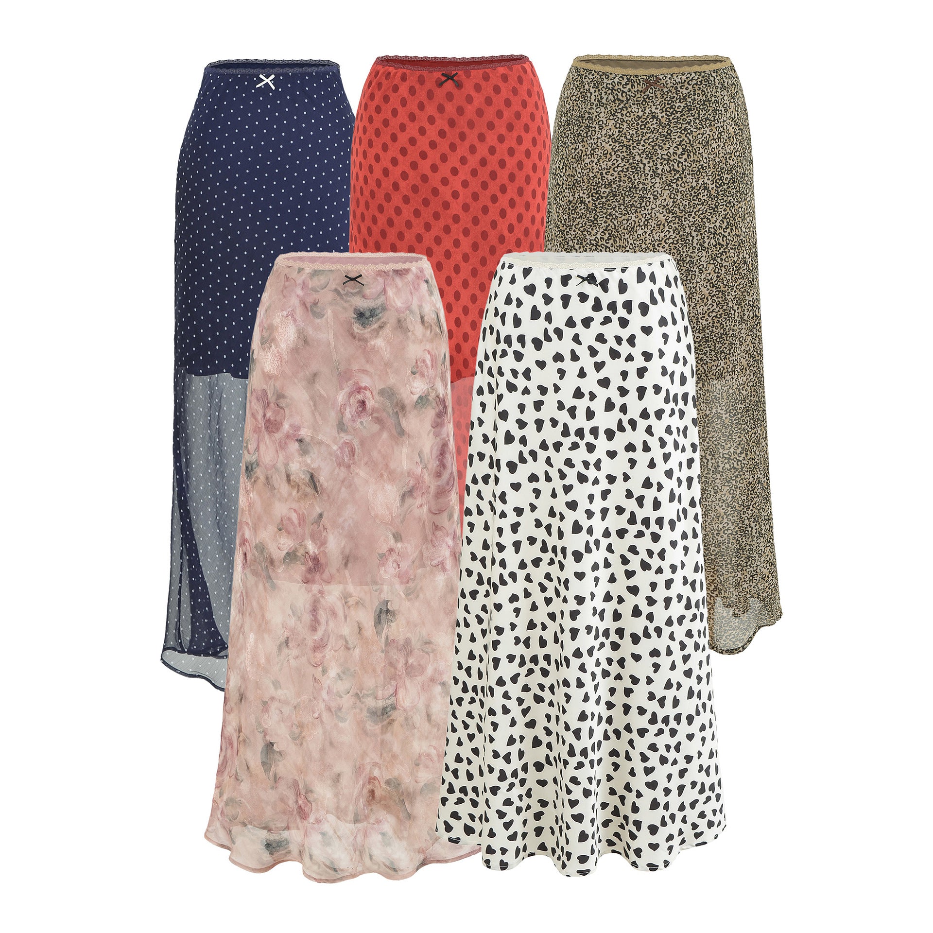 Women Light Midi Skirt Made of Chiffon with Leopard Print and Elastic Waistband