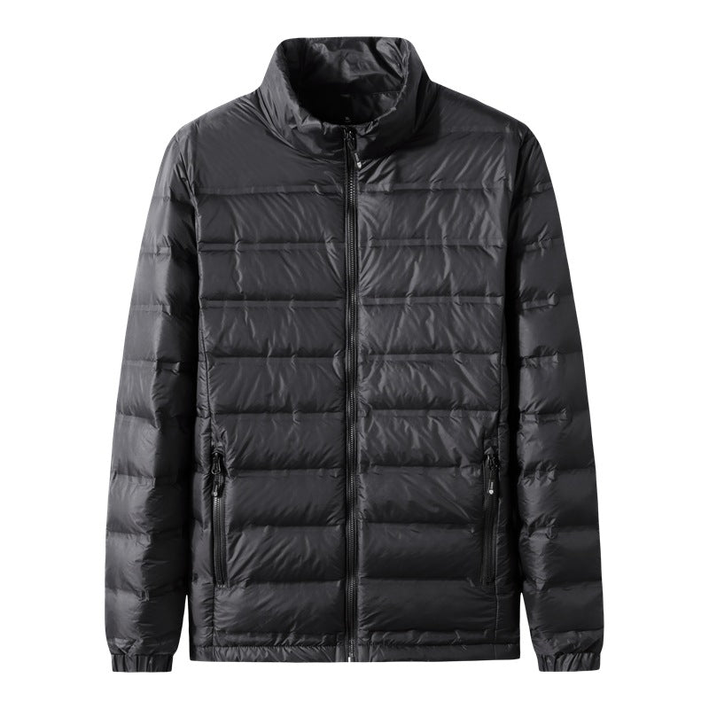 Men's Lightweight Thermal Quilted Coat with Stand-Up Collar, Two-Way Zipper and Concealed Side Pockets Chichicherry