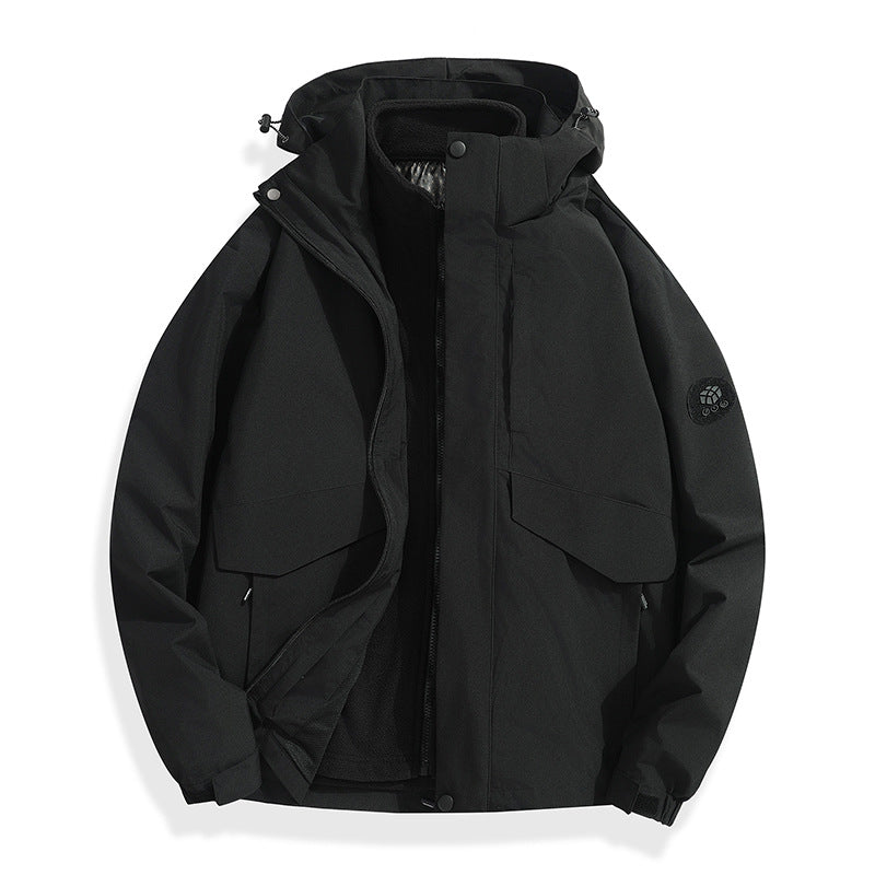 Men's Lightweight Softshell Rain Jacket with Detachable Fleece Lining, Sealed Seams and Multifunctional Pockets Chichicherry
