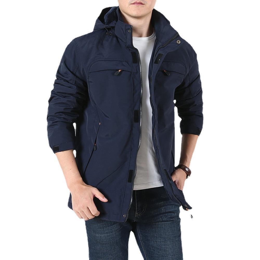 Men's Lightweight Softshell Parka with Fleece-Lined Hood and Multifunctional Pockets Chichicherry