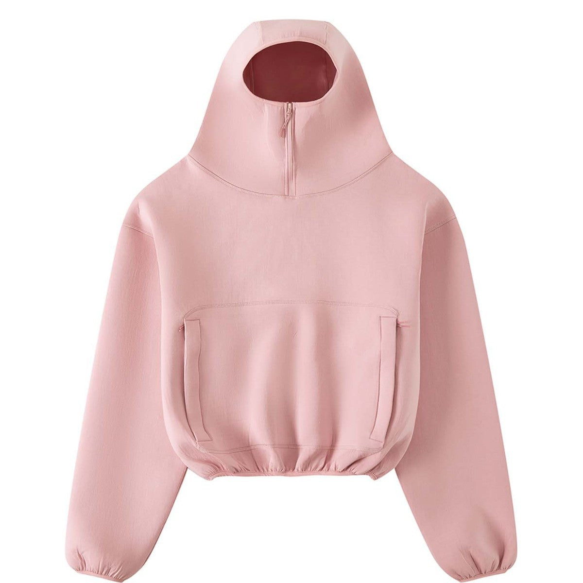 Women's Oversized Hoodie with High Stand Collar and Half Zipper Chichicherry