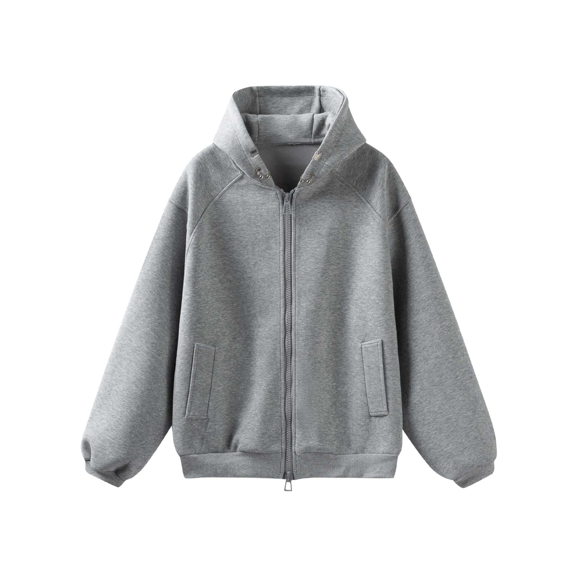 Unisex Oversize Hoodie Jacket with High Collar, Two-Way Zipper and Integrated Insert Pockets Chichicherry