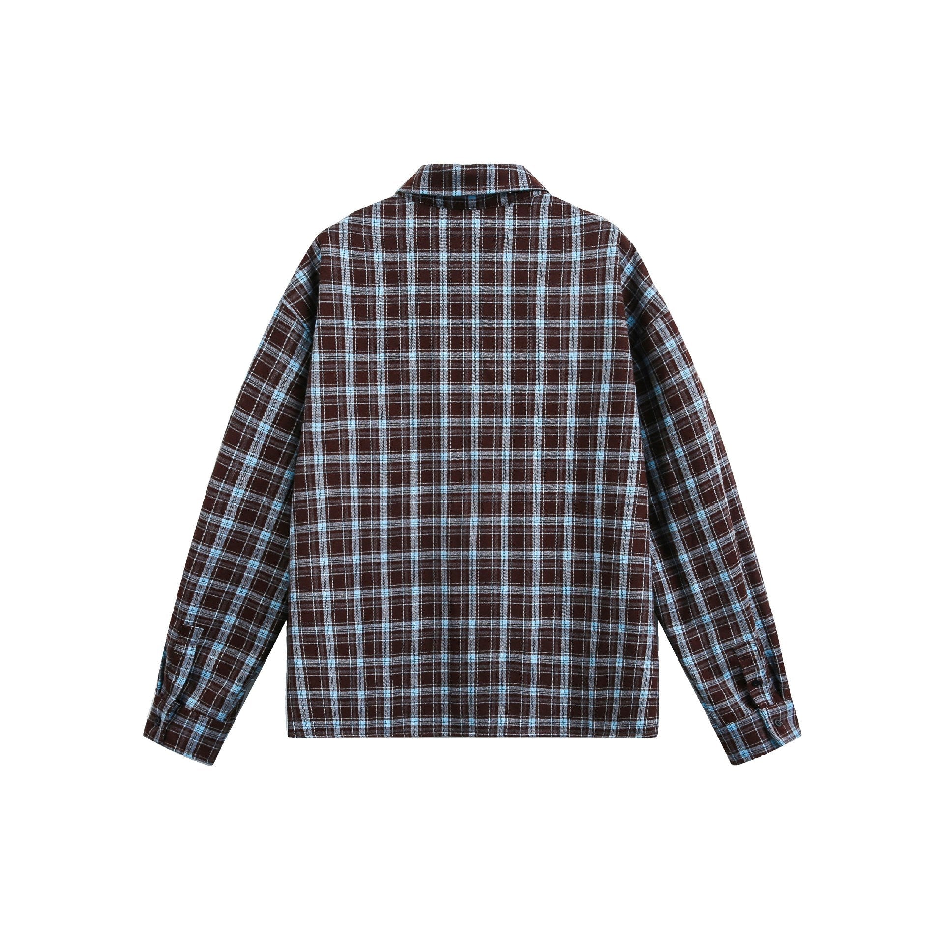 Men's Checkered Flannel Overshirt Jacket with Sewn-On Chest Pockets Chichicherry
