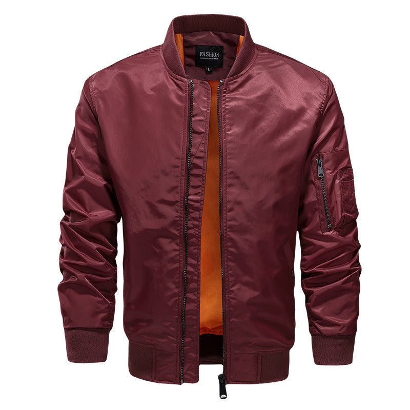 Men's lightweight nylon bomber jacket in MA-1 style with arm pocket and contrasting lining Chichicherry