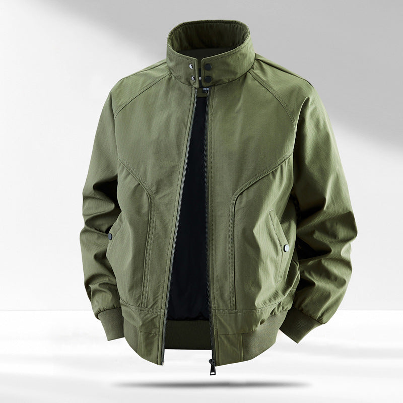 Men's windproof quilted bomber jacket with stand collar, ribbed cuffs, and padded lining Chichicherry