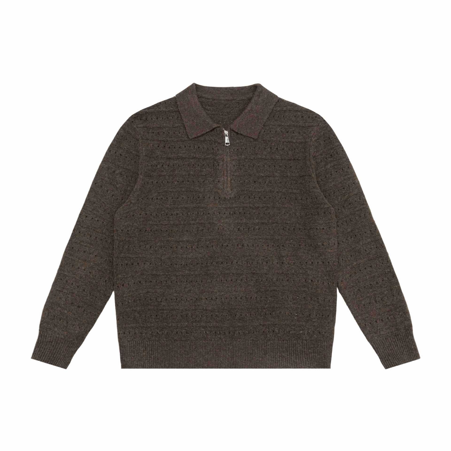 Men's knit polo shirt with half zipper and structured knit Chichicherry