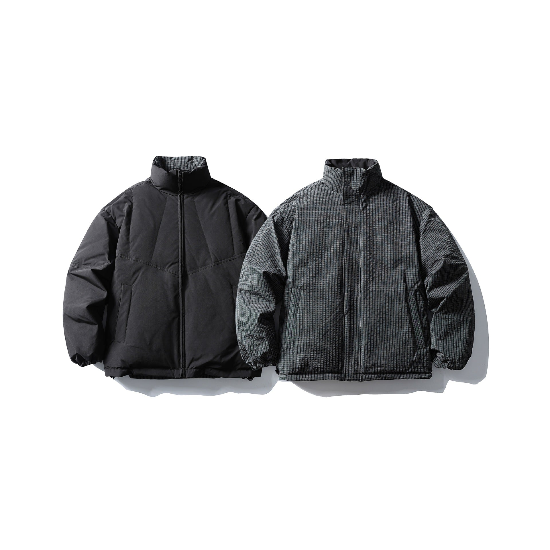 Men's Quilted Thermal Insulation Jacket with High Stand Collar Chichicherry