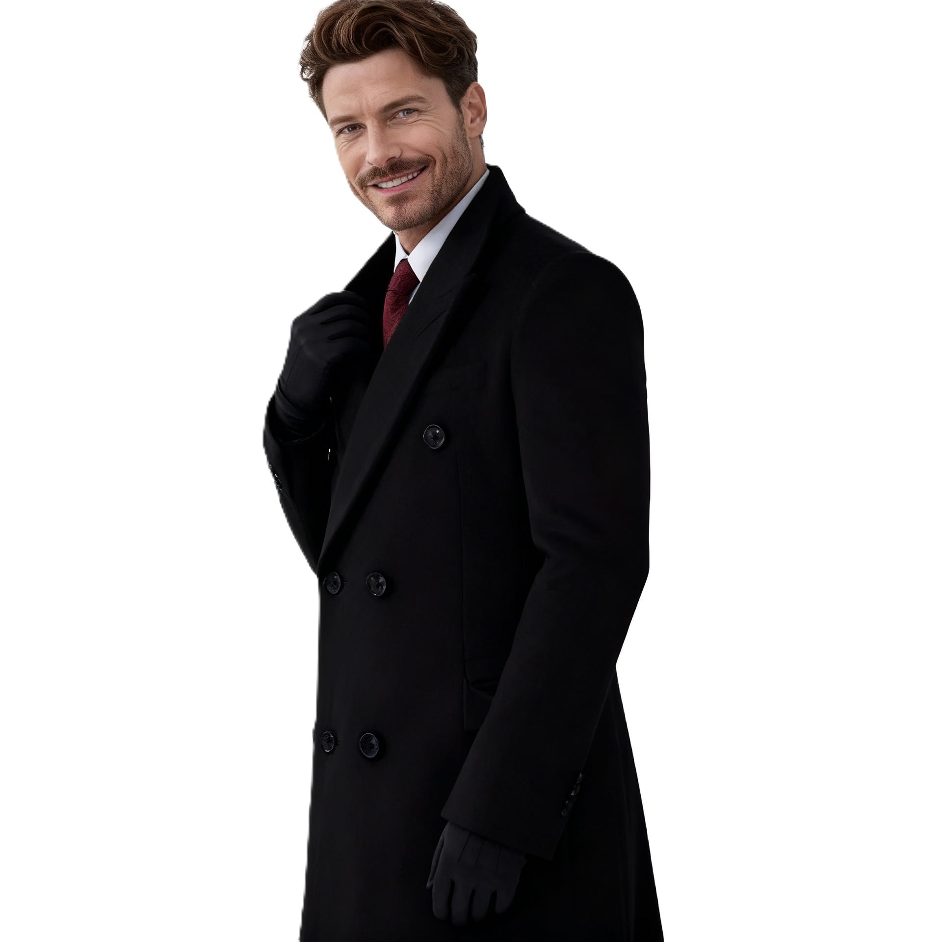 Men's Double-Breasted City Coat made of Wool Blend with Tailored Silhouette Chichicherry