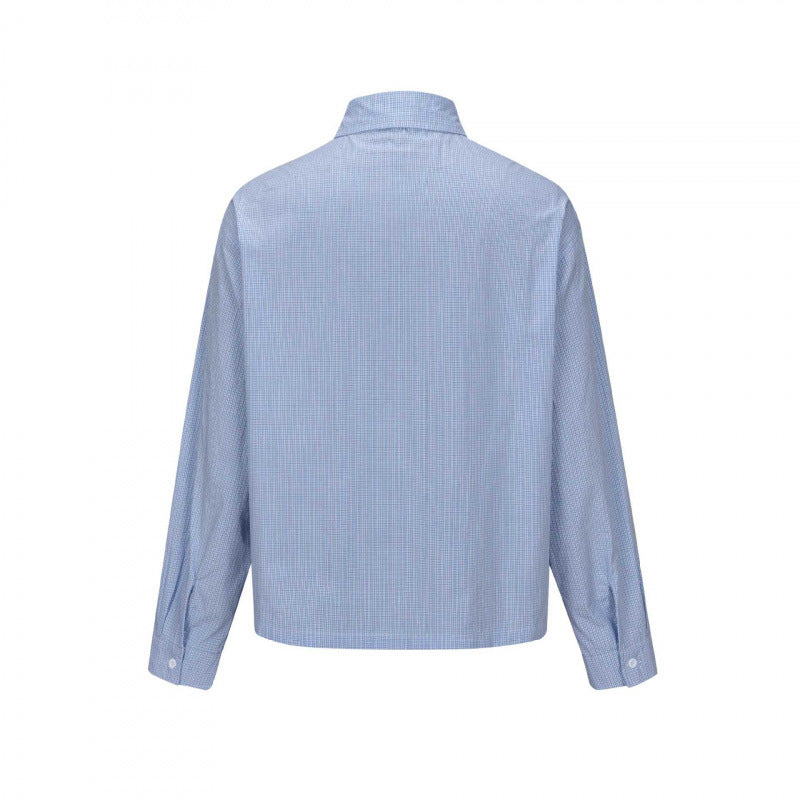 Unisex Boxy Cut Overshirt in fine Vichy check with shirt collar Chichicherry
