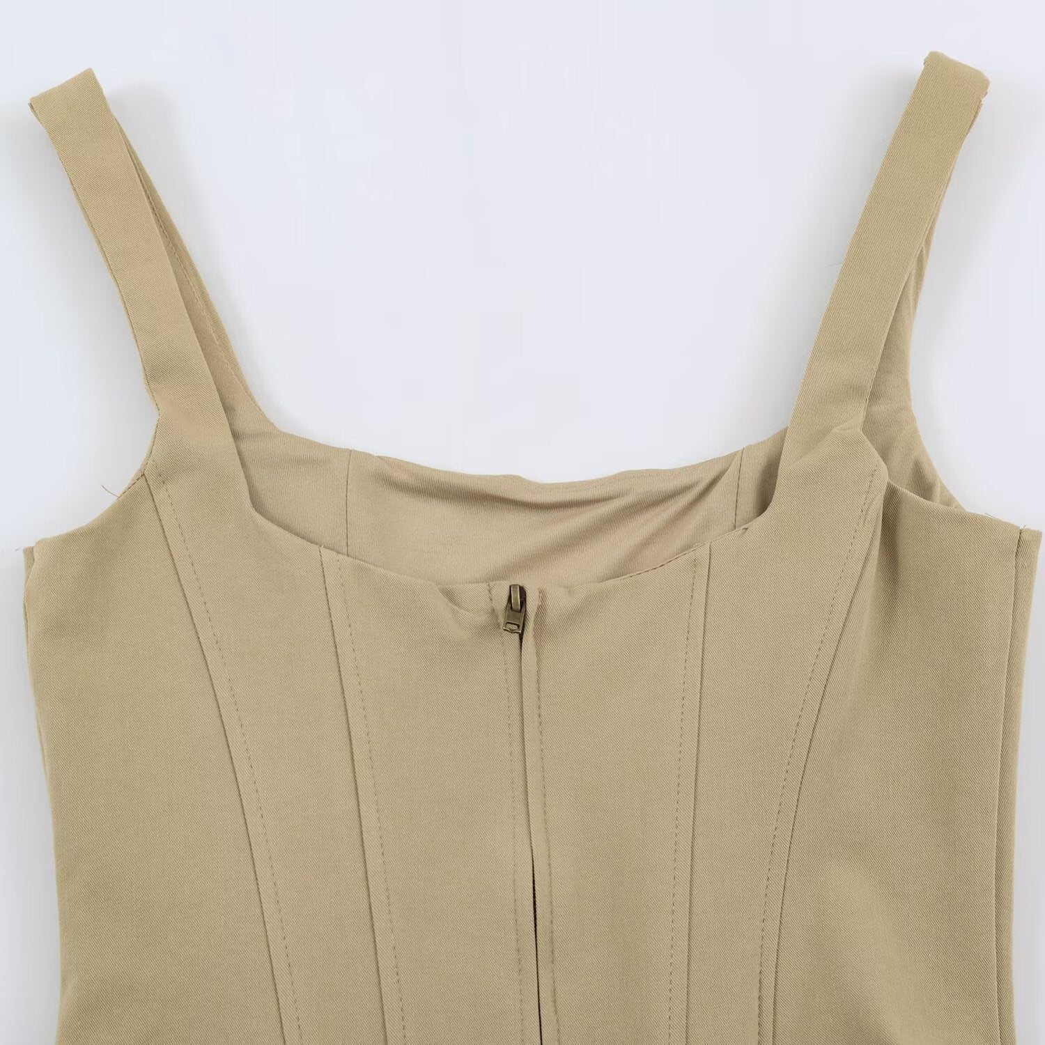 Women's Fitted Corset Top with Decorative Button Placket and Princess Seams Chichicherry