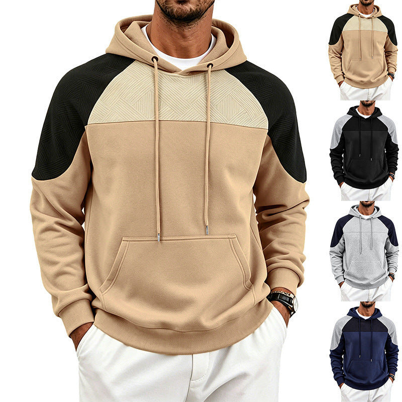 Men's hooded sweatshirt made of French Terry with waffle structure inserts and kangaroo pocket Chichicherry