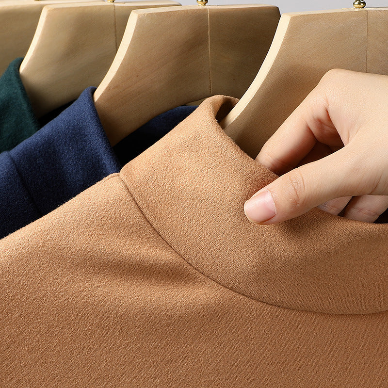 Women's Fine Stretch Mockneck Long Sleeve Shirt with Tight Standing Collar Chichicherry