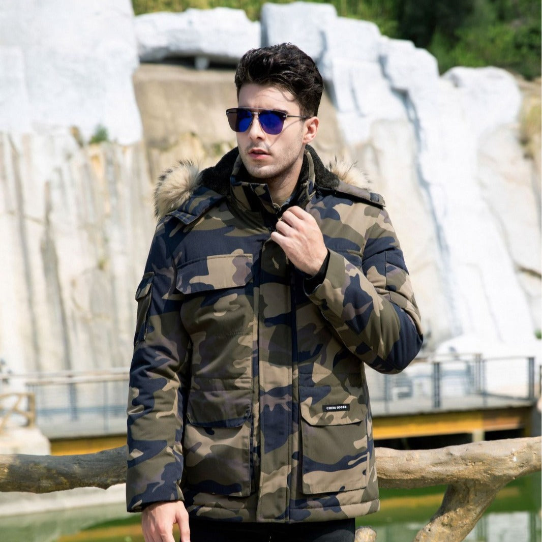 Men's insulated field parka with detachable faux fur collar and multiple pockets Chichicherry