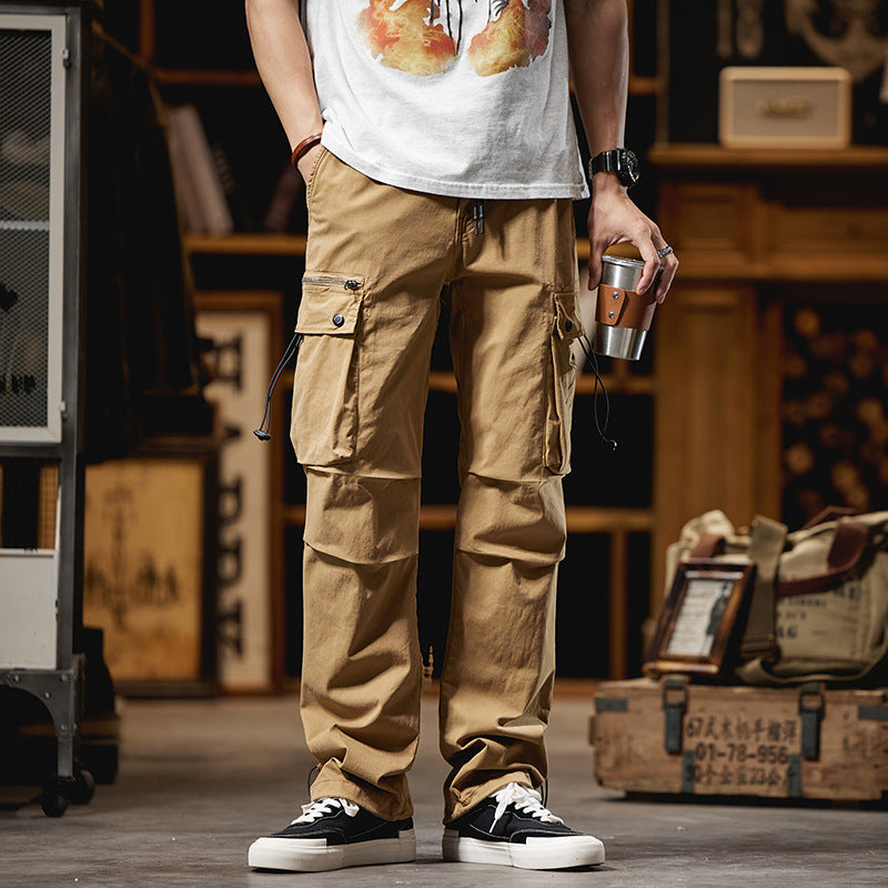 Men's cargo pants in utility look with multifunctional pockets and drawstring Chichicherry