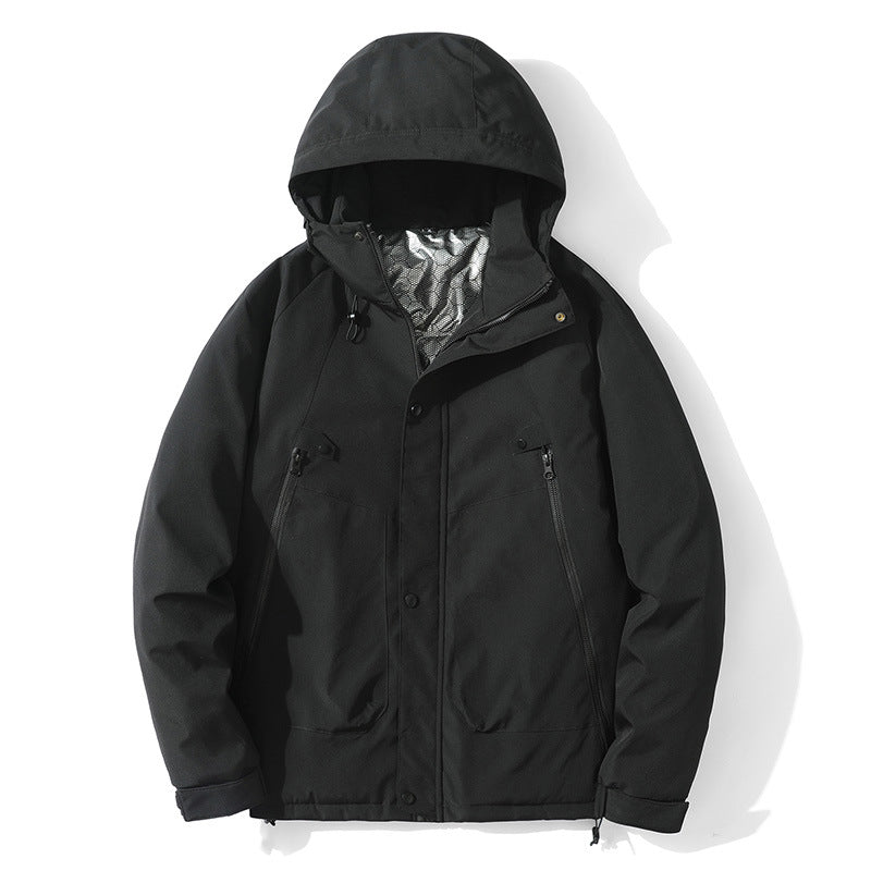 Men's Lightweight Hooded Jacket made of Softshell with Thermal Lining and Minimalist Zip Pockets Chichicherry