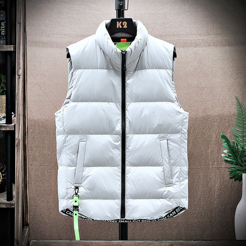 Men's padded quilted vest with high stand-up collar and drawstring hem Chichicherry
