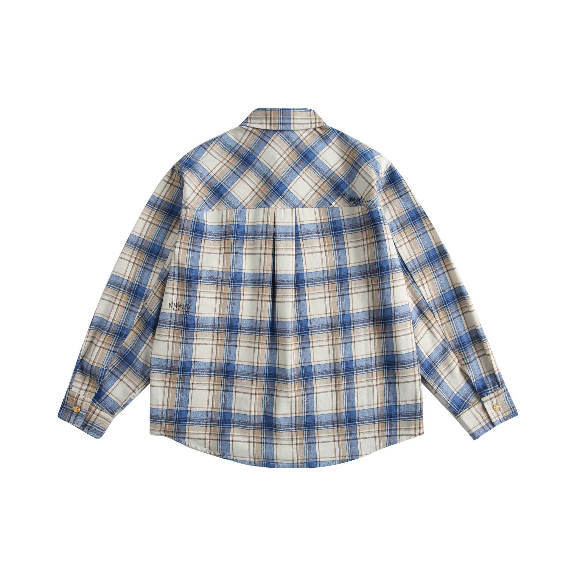 Unisex Checkered Oversized Shirt made of Cotton Flannel with Applied Chest Pocket Chichicherry