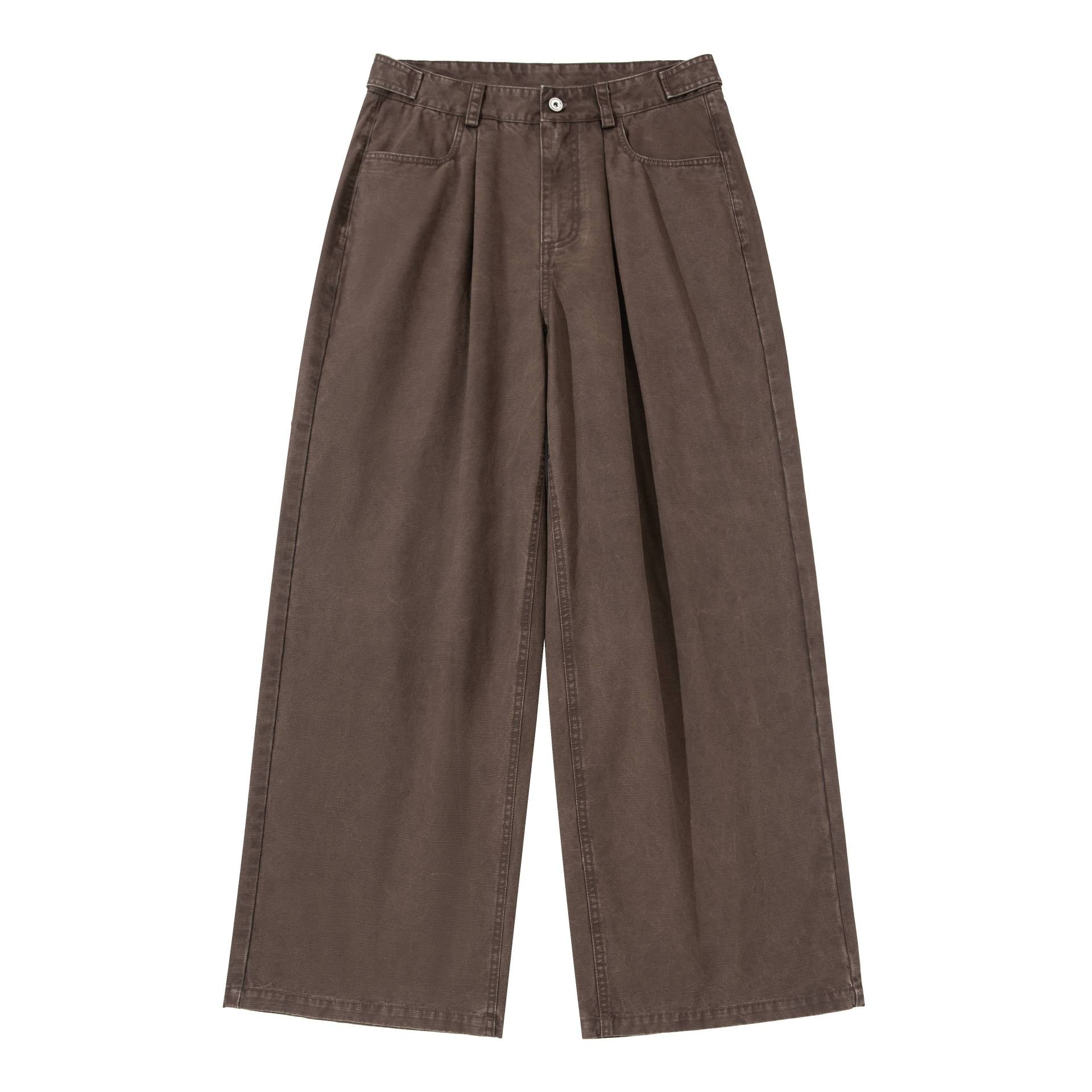 Women's High-Waisted Canvas Culotte with Front Pleats and Straight Leg Chichicherry