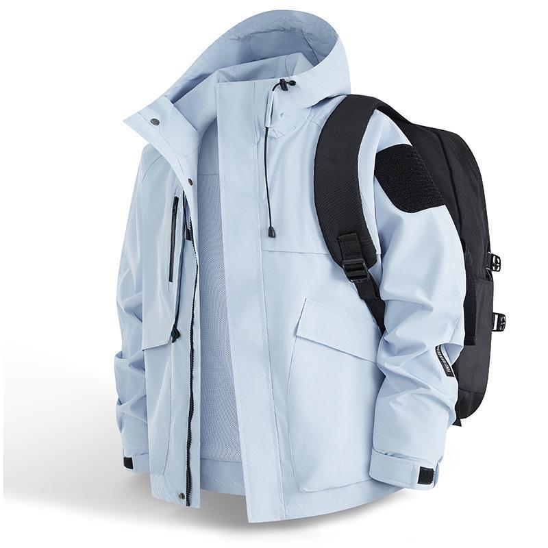 Men's Urban Weather-Resistant Hooded Parka with Multifunctional Pockets and Mesh Lining Chichicherry