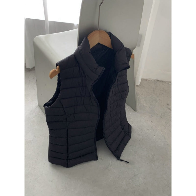 Women's Lightly Quilted Padded Vest with High Stand-Up Collar and Down Look Chichicherry