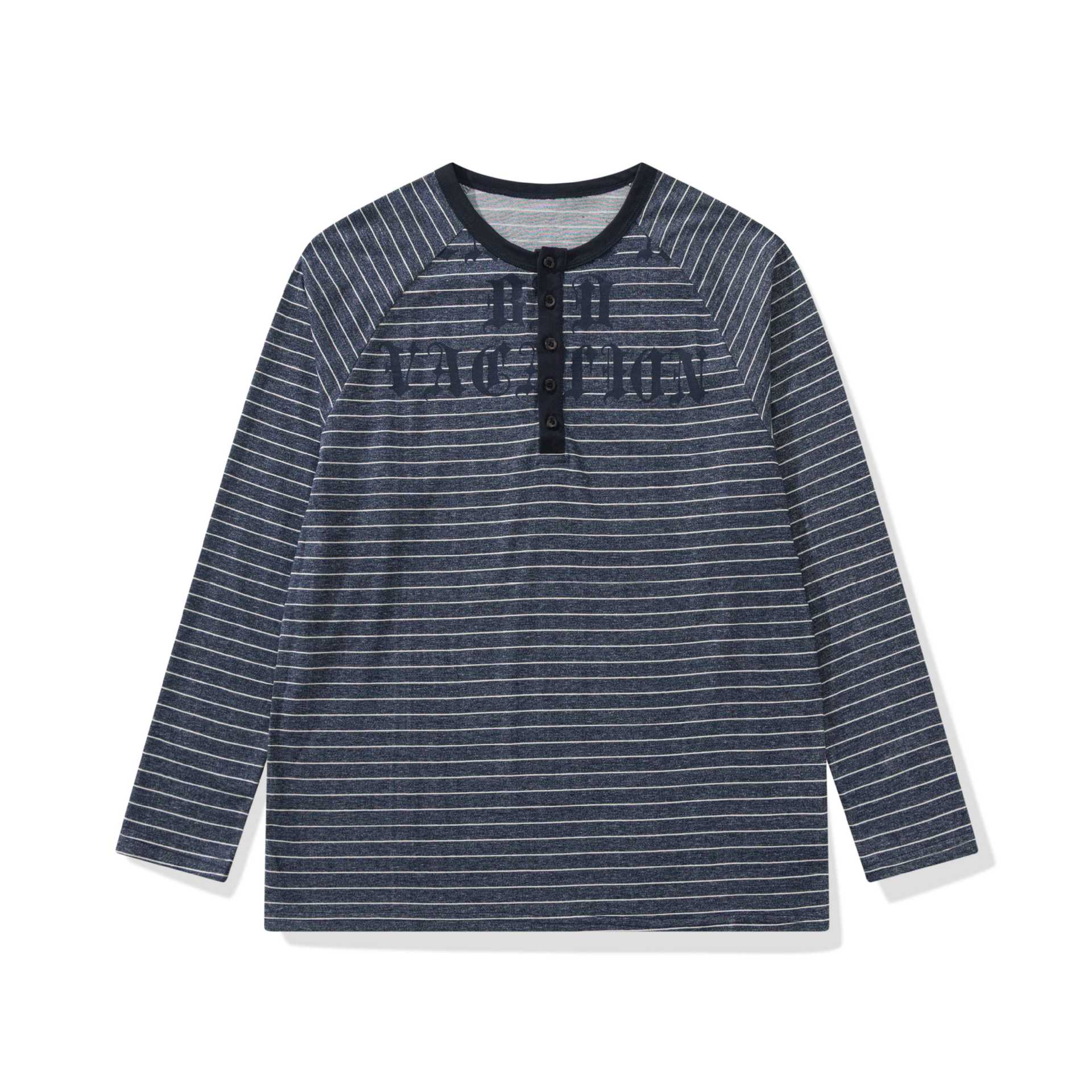 Men's Long Sleeve Henley with Raglan Sleeves and Button Placket Chichicherry
