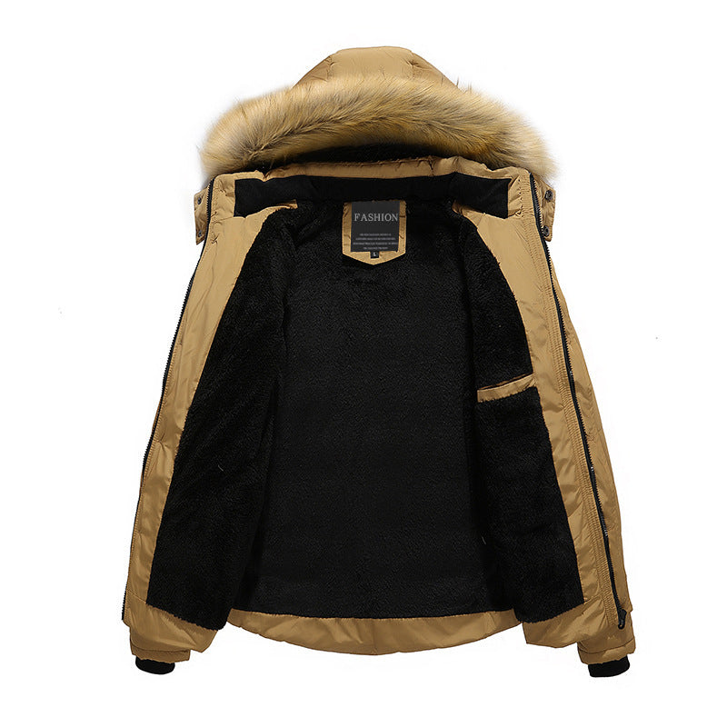 Men's thermal parka in urban outdoor style with removable faux fur hood and microfleece lining Chichicherry
