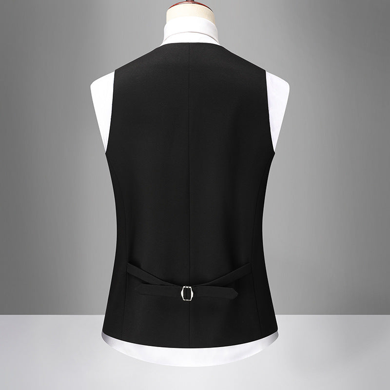 Men's Elegant Slim-Fit Suit Vest with V-Neck and Flap Pockets Chichicherry