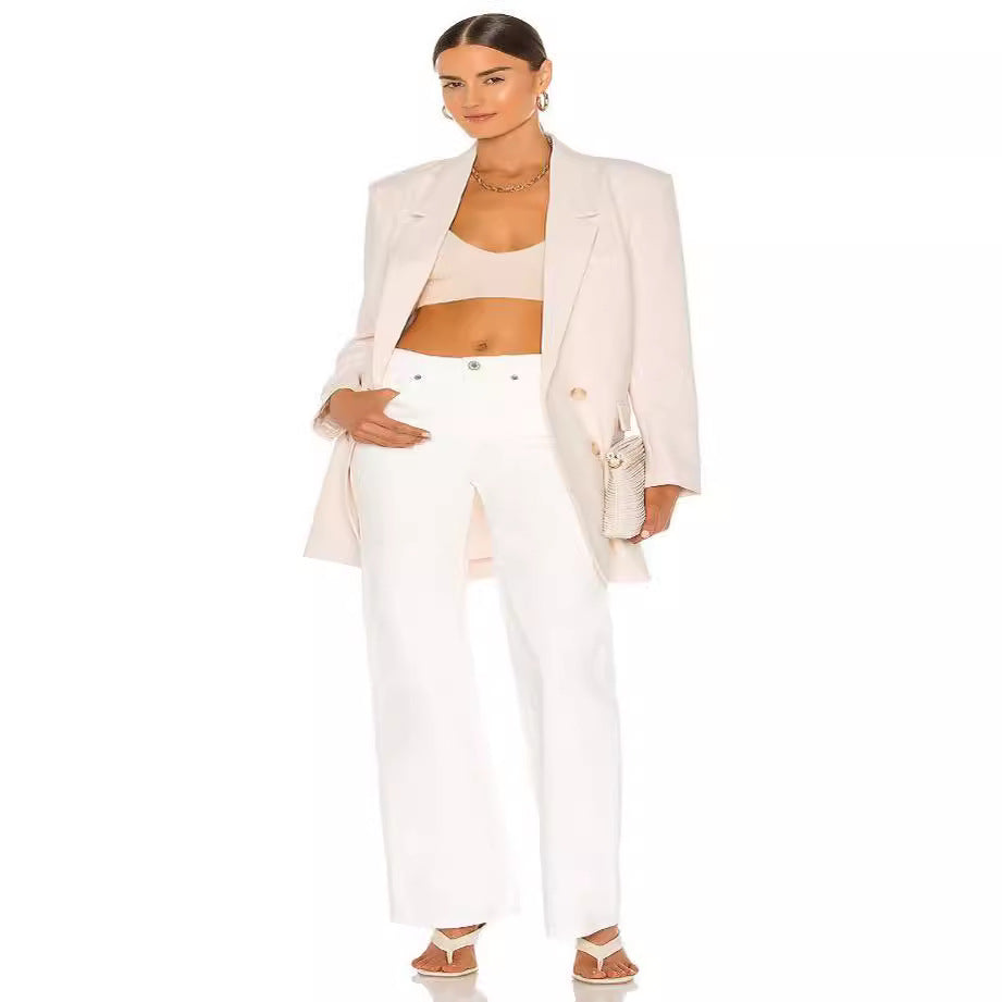 Women's Longline Oversized Blazer in Double-Breasted Tailoring with Extended Cut Chichicherry