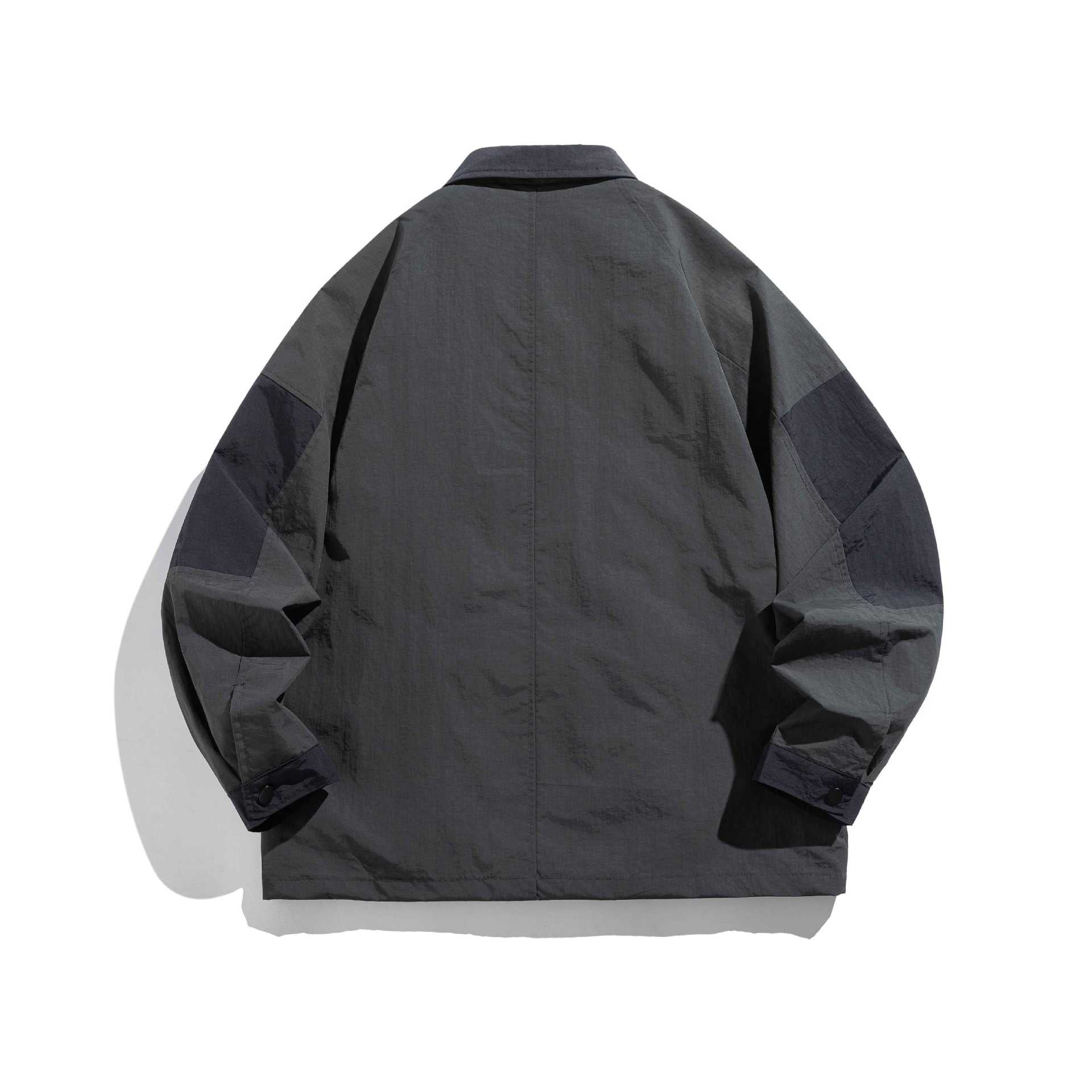 Unisex utilitarian field blouson jacket with multiple pockets and D-ring Chichicherry