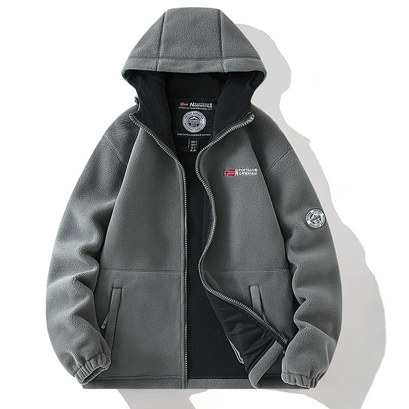 Women's Hooded Fleece Jacket with Warm Teddy Lining and Zipper Chichicherry