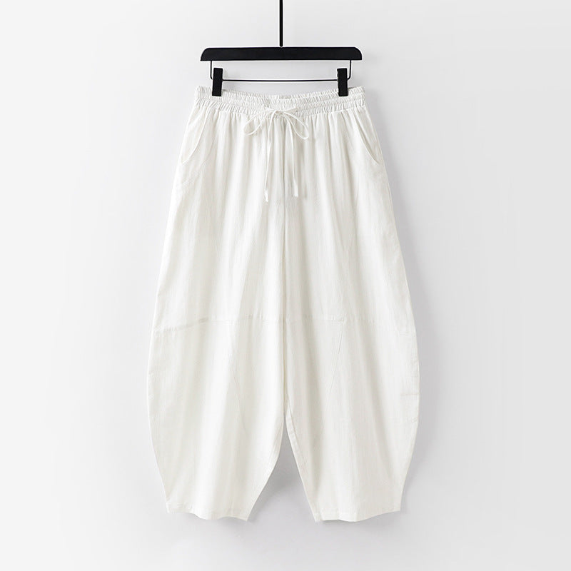 Women Lightweight Harem Pants with Wide Leg and Elastic Waist Chichicherry