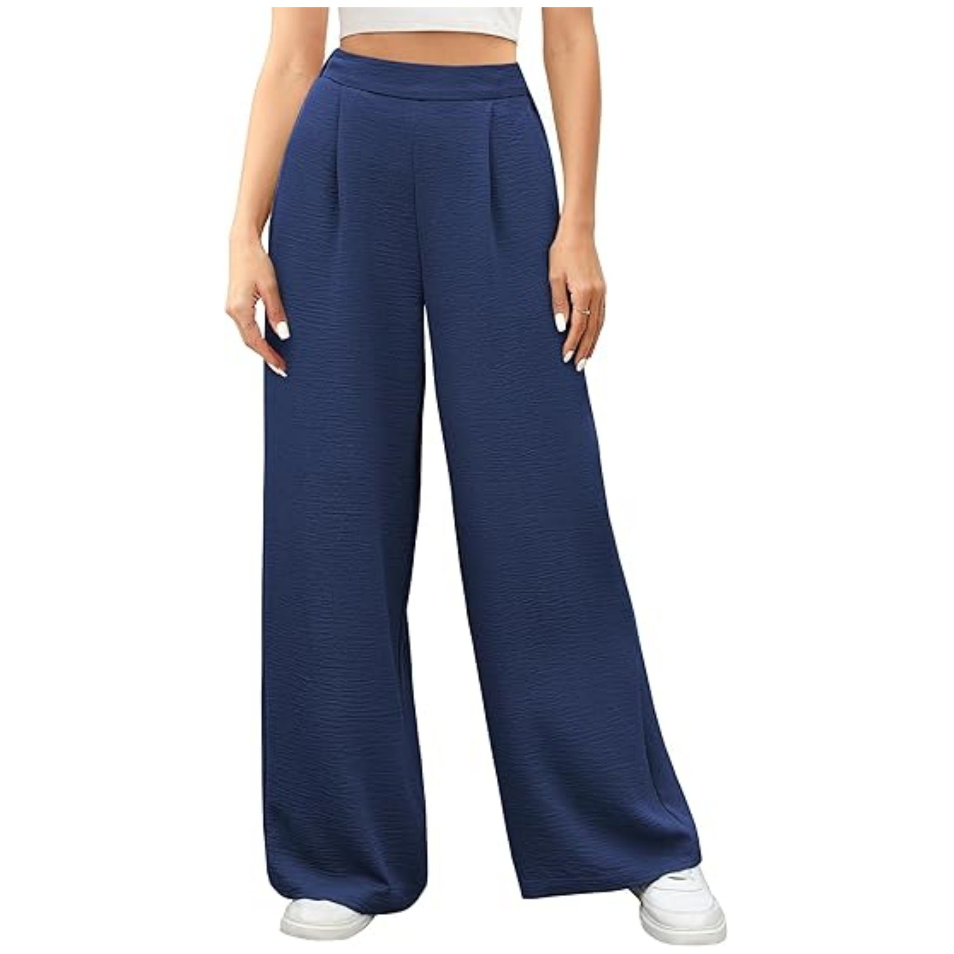 Women's high-waisted wide Palazzo pants with textured fabric Chichicherry