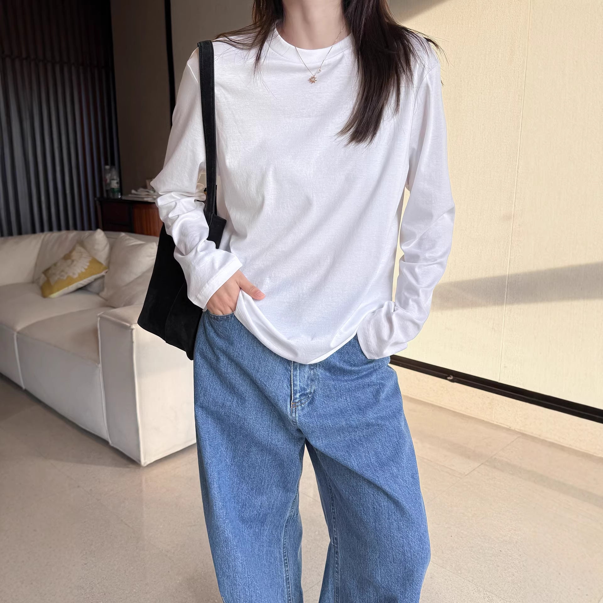 Women's Comfortable Long Sleeve Shirt with Simple Details Chichicherry