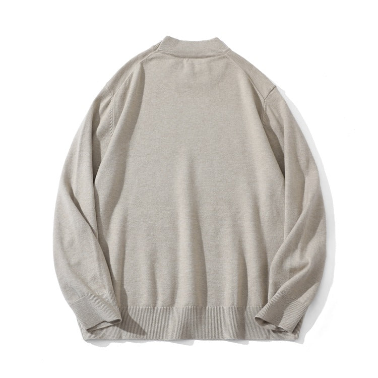 Unisex Fine Knit Sweater with Mockneck, Oversized Cut and Ribbed Cuffs Chichicherry