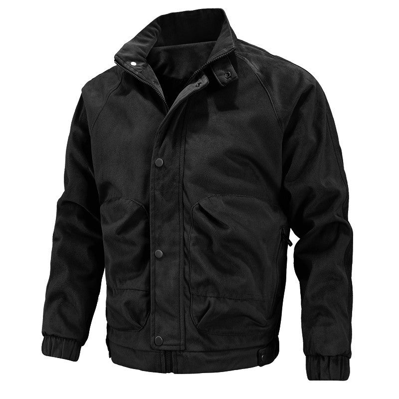 Men's Lightweight Urban Bomber with Stand Collar, Zip Arm Pocket, and Ribbed Cuffs Chichicherry