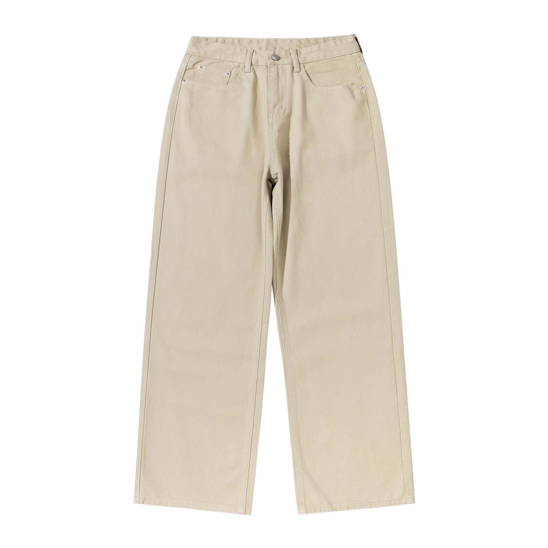 Women's Wide Cropped Pants with High Waist, Straight Leg and Five-Pocket Design Chichicherry