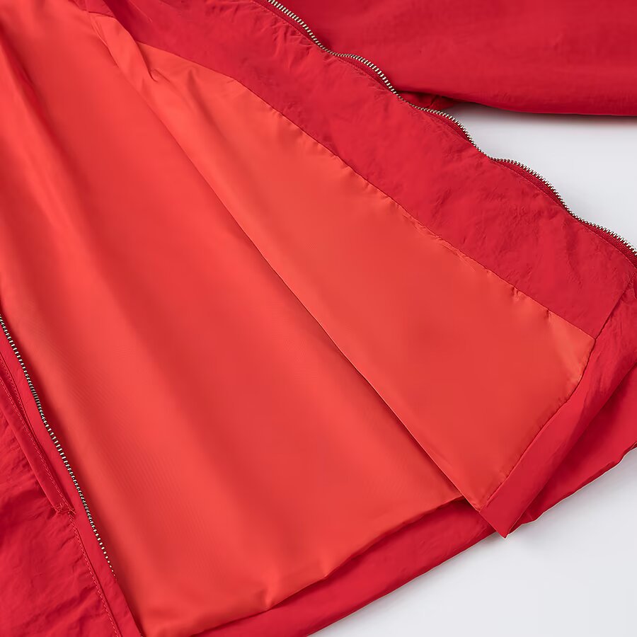 Women's Light Hooded Boxy Transition Jacket with Drawstring and Elastic Cuffs Chichicherry