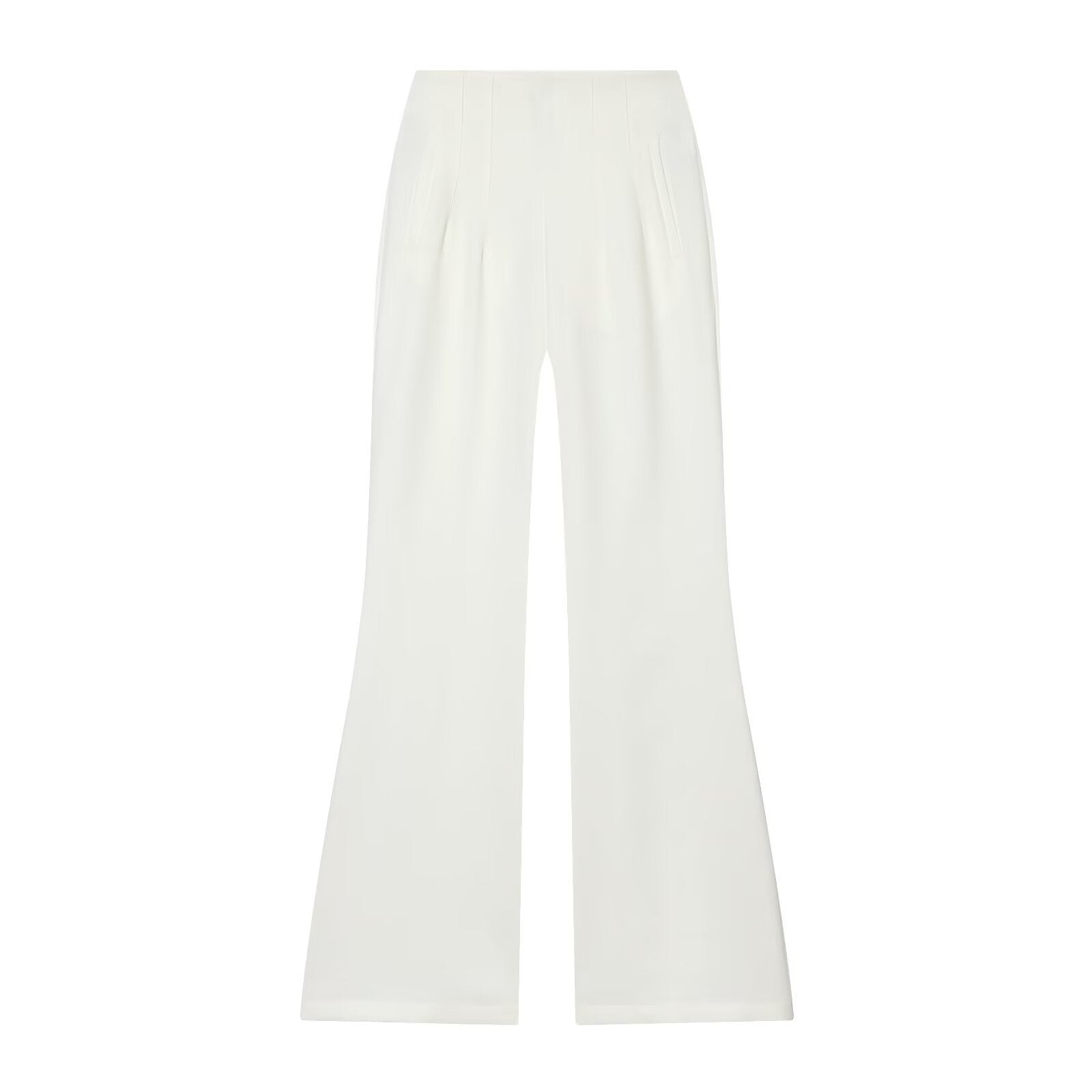 Women's High-Waisted Flare Pants with Wide Leg and Concealed Zipper Pockets Chichicherry