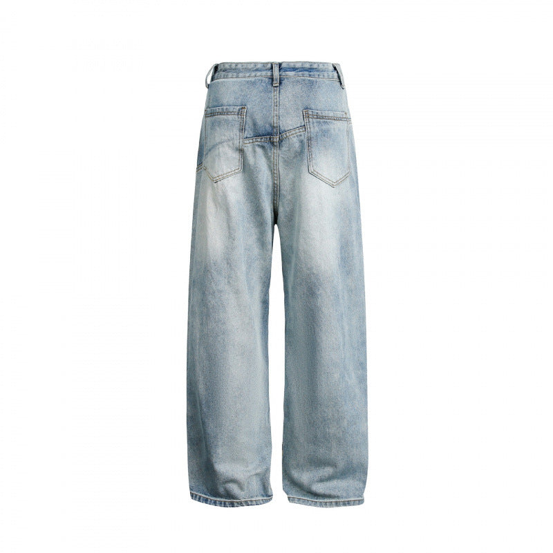 Women's Wide High-Waist Denim Pants with Curved Front Pockets Chichicherry