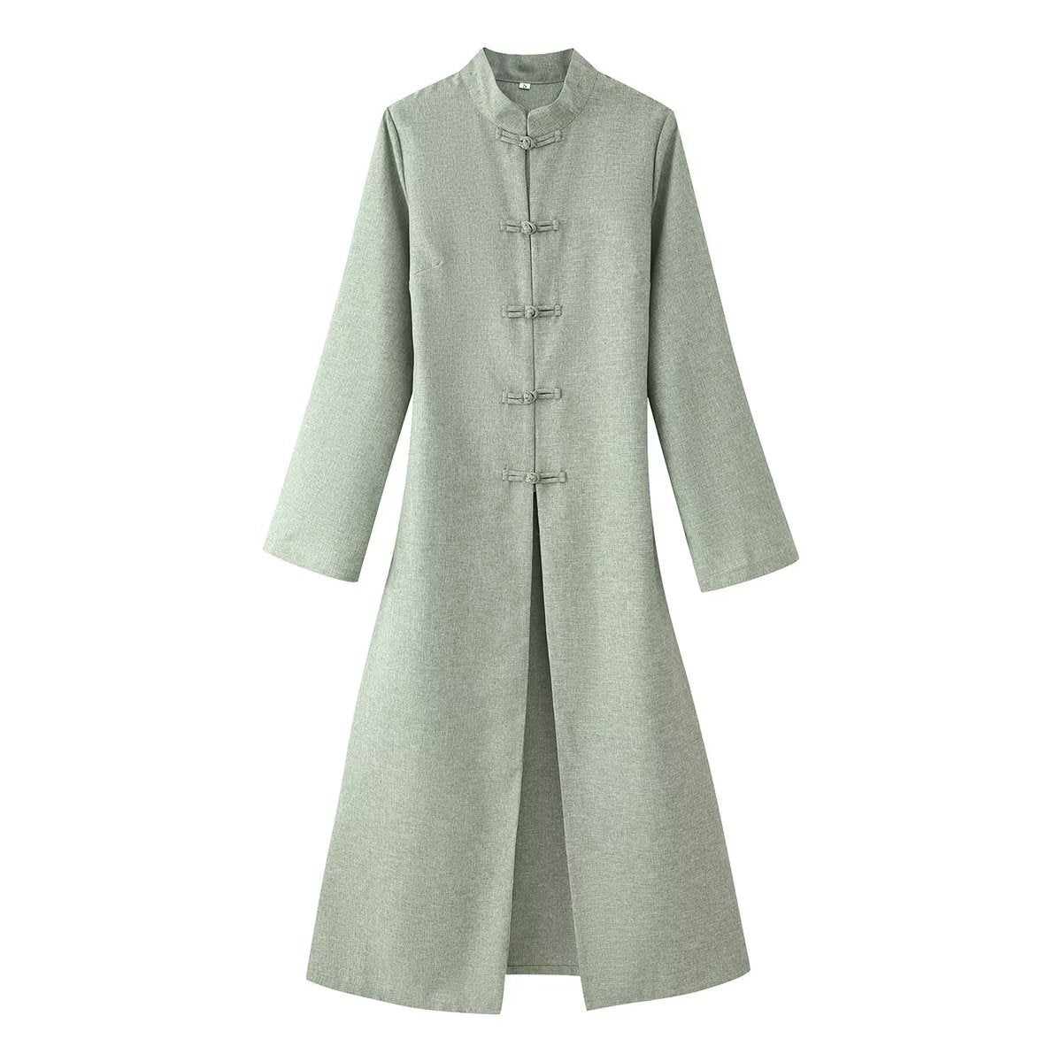 Women's Two-Piece Set: Long Coat with Mandarin Collar and A-Line Maxi Skirt Chichicherry