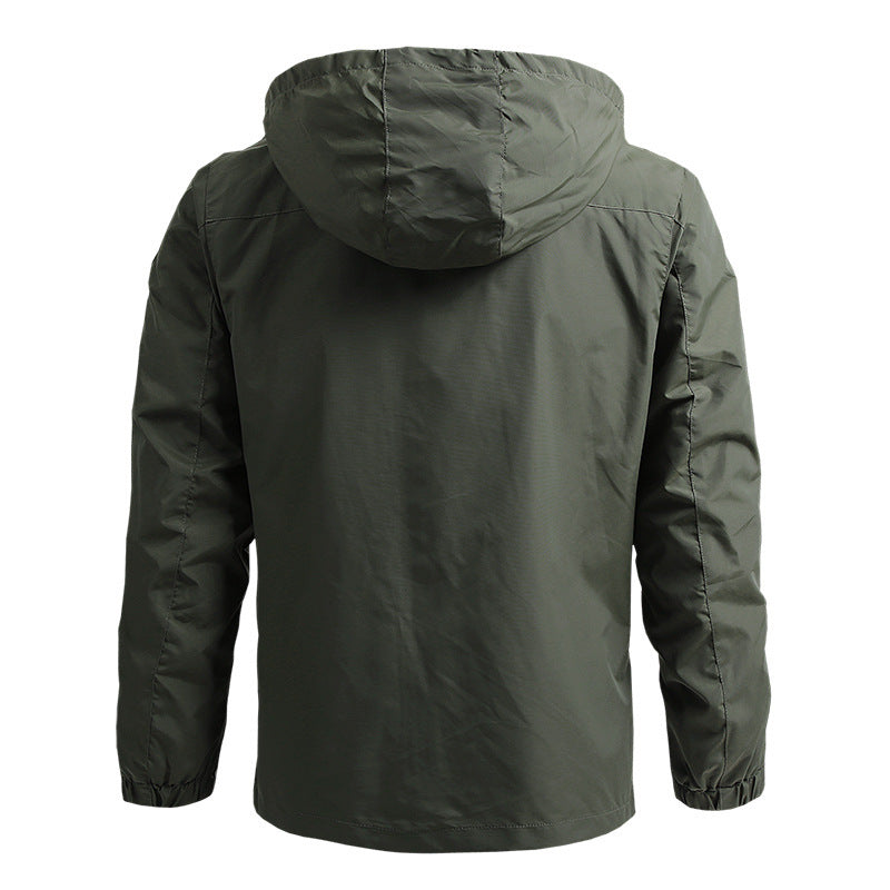 Men's lightweight breathable softshell field jacket with adjustable hood and chest zipper Chichicherry
