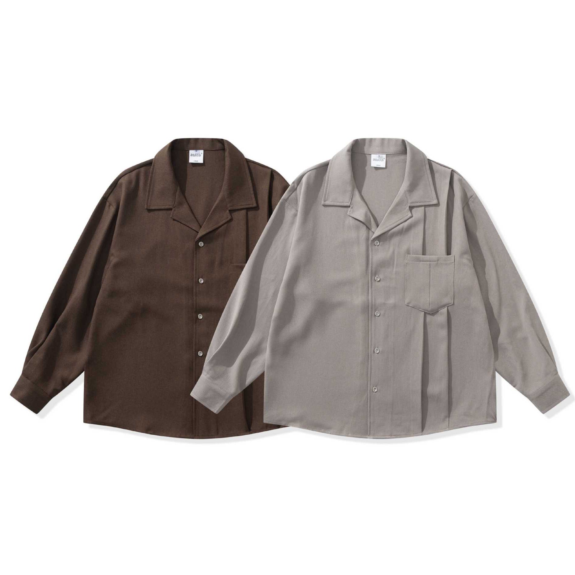 Unisex Oversize Shirt Jacket with Open Notch Collar and Chest Pocket Chichicherry