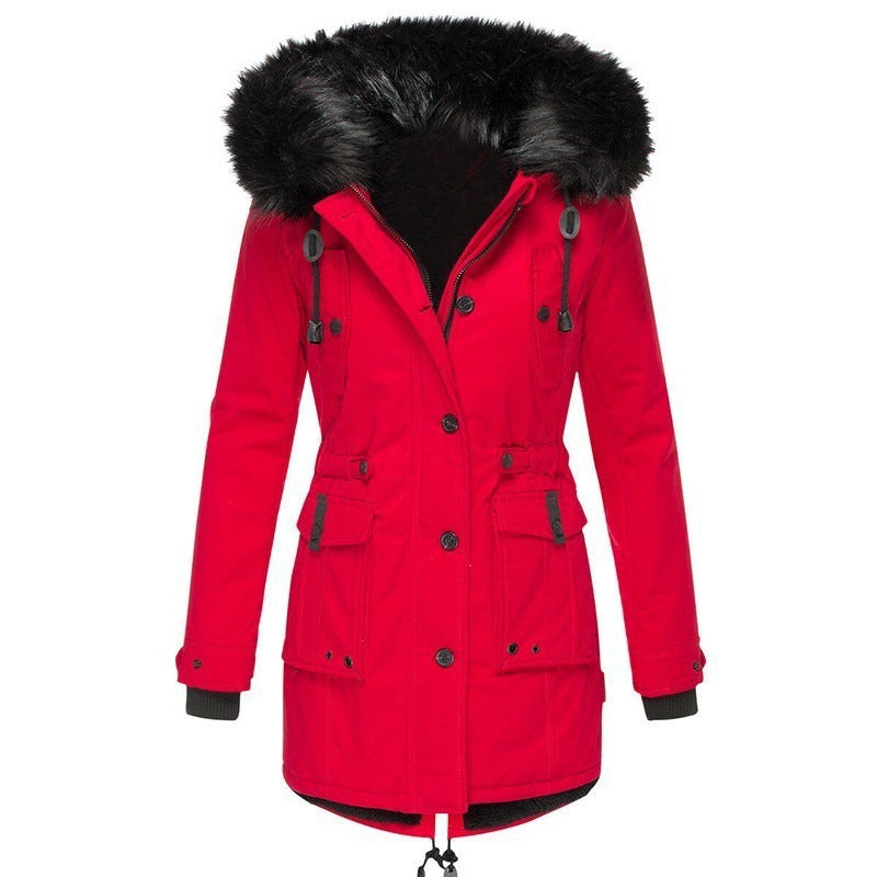 Women's padded parka with removable faux fur hood, tailored silhouette and utility pockets Chichicherry