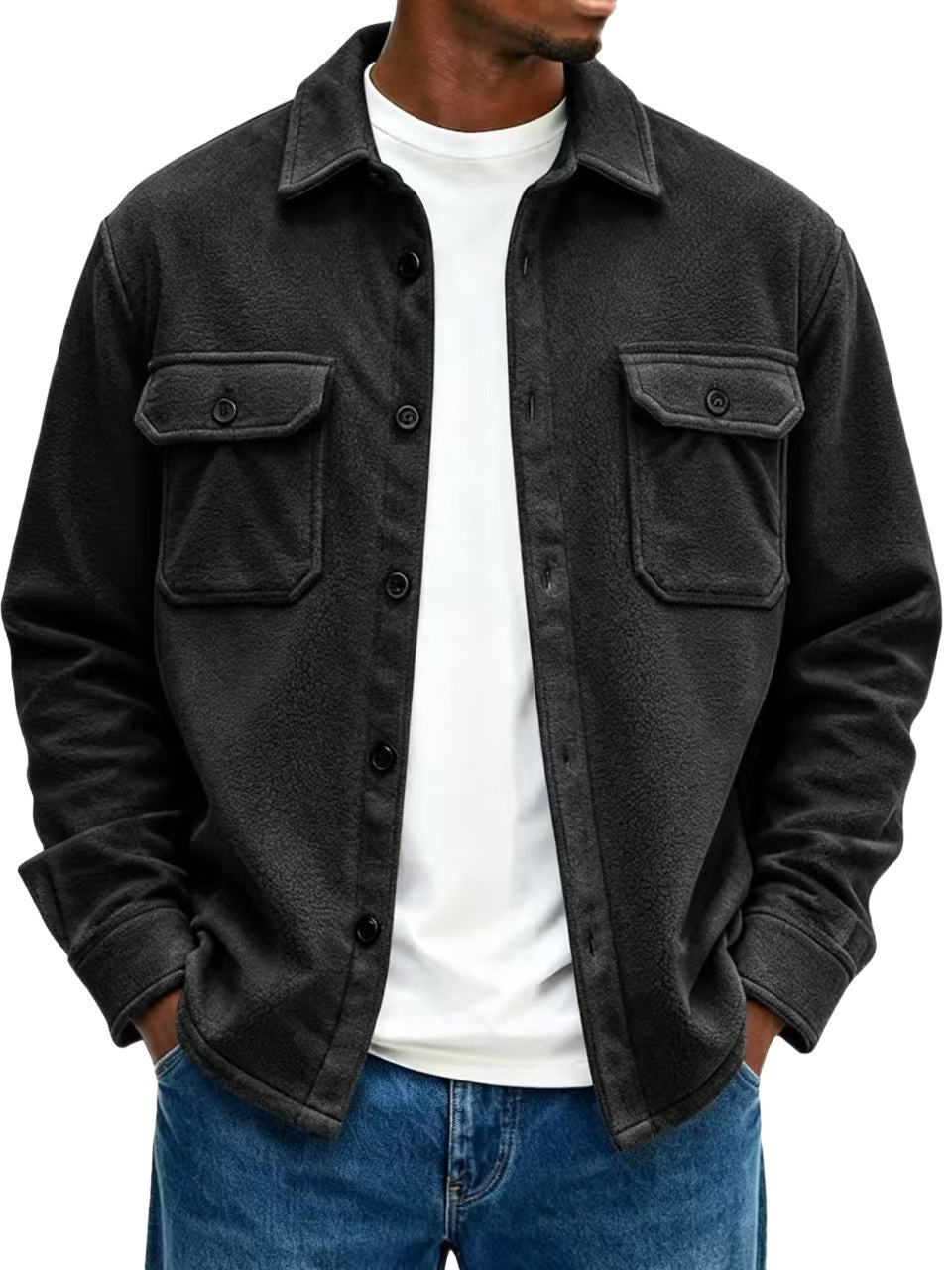 Men's fleece overshirt with chest pockets and shirt collar Chichicherry