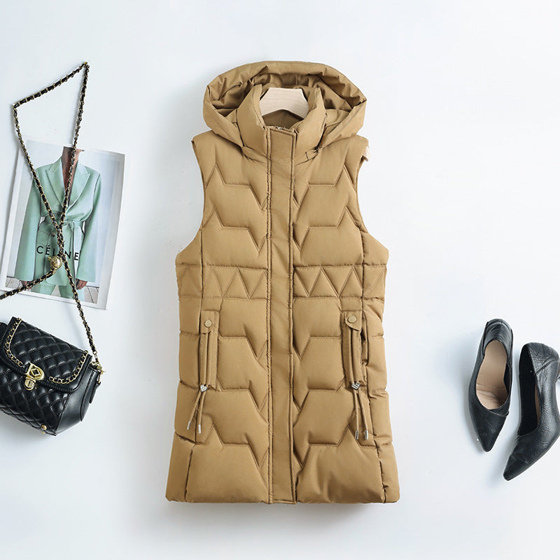 Women's nano thermal quilted vest with hood, drawstring, and concealed zipper Chichicherry